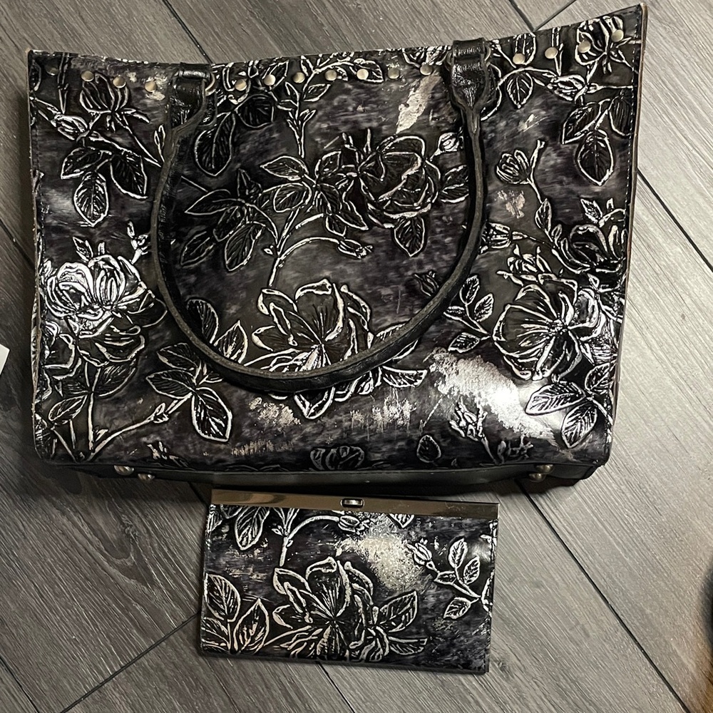 Floral Black and Gray Women's Bag